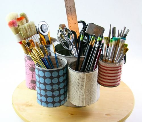 Use empty tin cans as stationery holder, diy desk organizer, cheap home organization hacks, organization hacks for work, Style Degree, Singapore, SG, StyleMag.