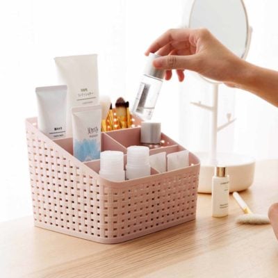 Woven Desk Organizer, home organization, home accessories, organisation, makeup toiletries desk organiser, bathroom organiser, remote control holder, style degree, singapore sg