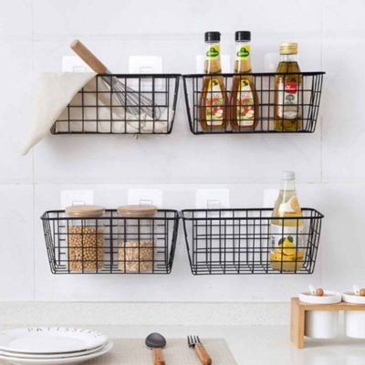 Rustic Basket Wall Holder Kitchen Accessories Hanging Basket Organizer Organiser Style Degree Sg Singapore