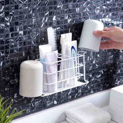 Rustic Toothbrush & Toothpaste Holder Toilet Bathroom Hanging Basket Toiletries Organizer Organiser Style Degree Sg Singapore