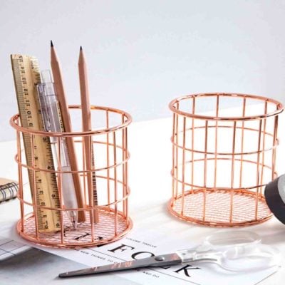 Roseo Brush & Stationery Desk Makeup Beauty Organizer Organizer Rose Gold Style Degree Sg Singapore