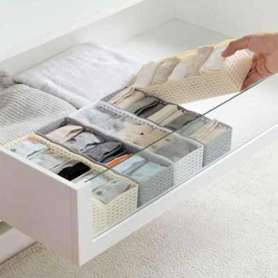 Woven Rectangle Closet & Desk Organizer Organiser Makeup Undergarment Style Degree Sg Singapore
