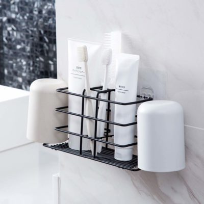 Rustic Toothbrush & Toothpaste Holder Toilet Bathroom Hanging Basket Toiletries Organizer Organiser Style Degree Sg Singapore