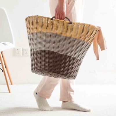 Artisan Rattan Basket (3-Tone Design) Laundry Clothes Storage Box Style Degree Sg Singapore
