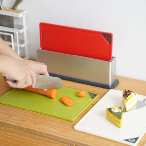 Index Color-Coded Cutting Boards Set with Holder for Kitchen Plastic  Dishwasher Safe Christmas Gift