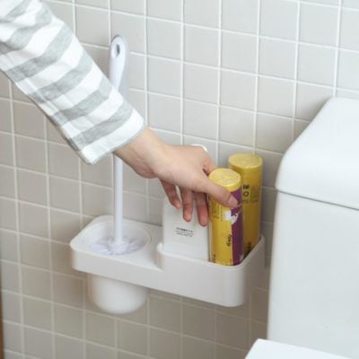 Scrub & Toiletries Bathroom Wall Holder Toilet Bowl Scrubber Toilet Brush Organizer Organiser Style Degree Sg Singapore