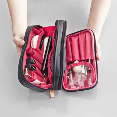 Dual Layer Makeup Travel Organizer Brush Organiser Pouch Essentials Bag Holder Style Degree Sg Singapore