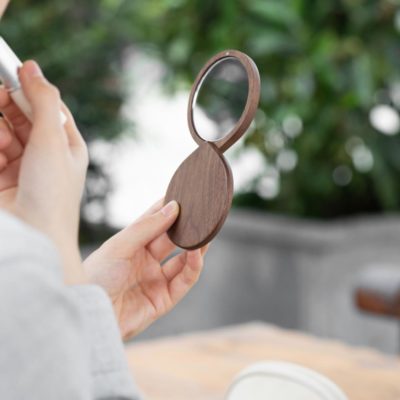 Walnut Purse Mirror Easy Carry Mirrors Travel Beauty Accessories Style Degree Sg Singapore