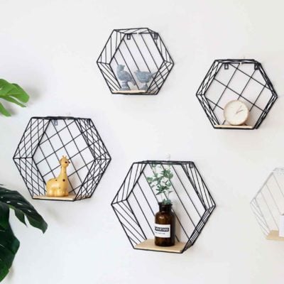 Hexagon Rustic Wall Holder Holders Organizer Organiser Storage Living Room Decoration Style Degree Sg Singapore