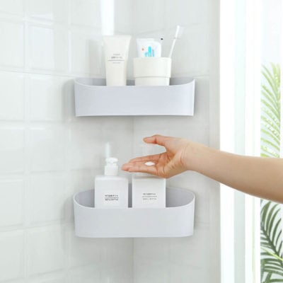 Kurve Corner Bathroom Wall Holder Bathroom accessories singapore bathroom organisation shampoo holder, toiletries holder singapore