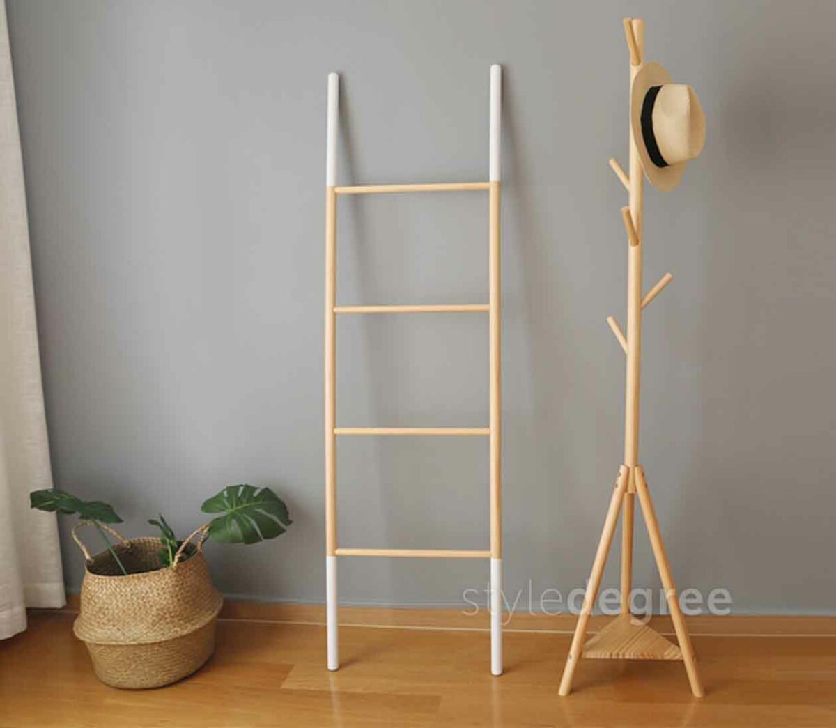 Scandinavian Ladder Towel Hanger Pine Wood Bathroom Living Room Hanging Ladder Wood Style Degree Sg Singapore