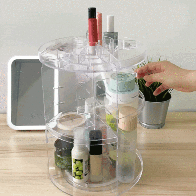 Clear 360° Rotating Makeup Organizer Cosmetic Desk Organiser Style Degree Sg Singapore