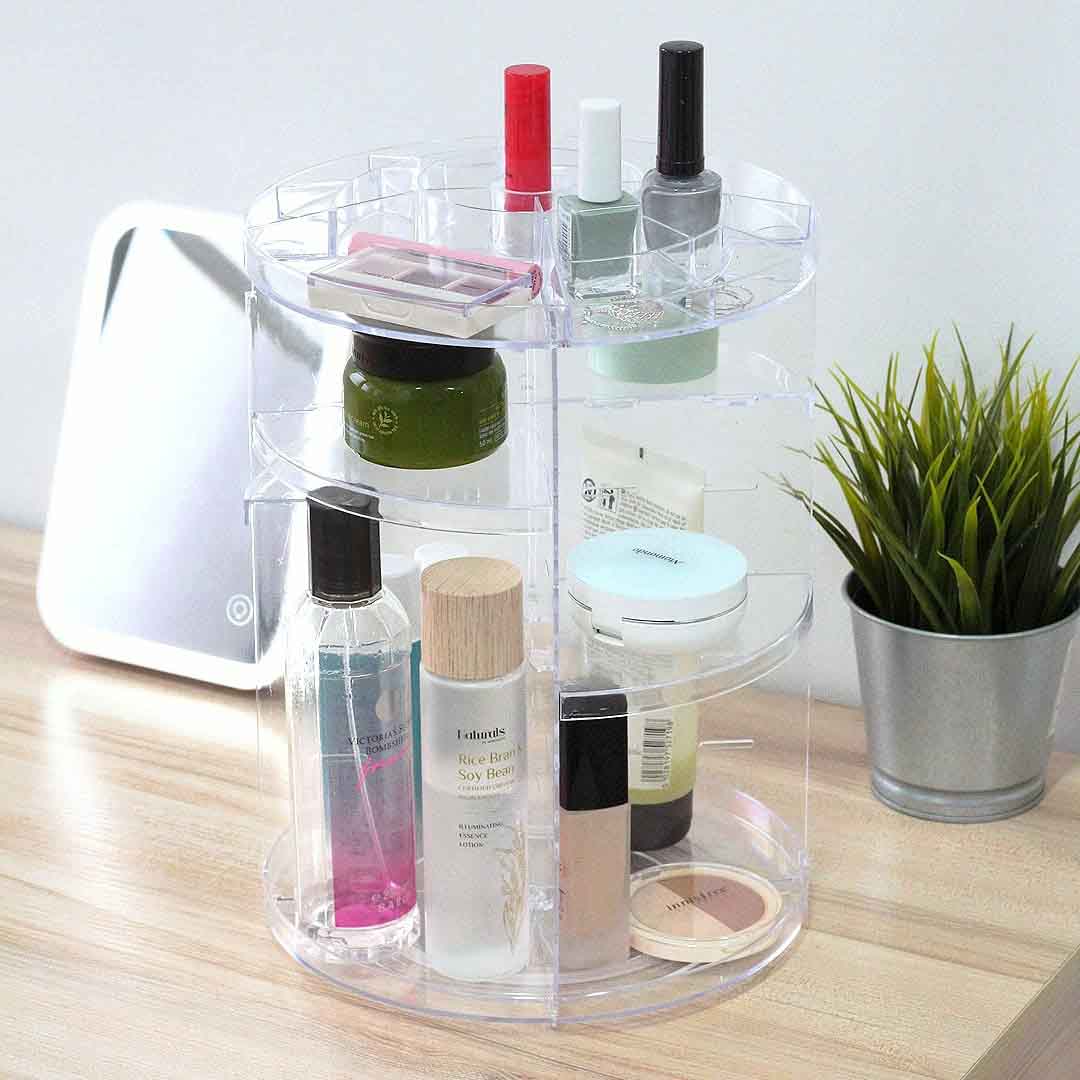 Clear 360° Rotating Makeup Organizer Desk & Cosmetics Style Degree