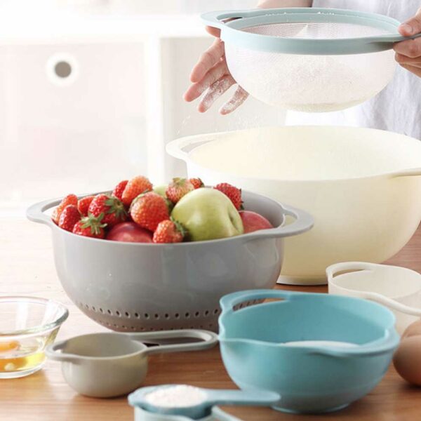 Multi-purpose Baking Mixing Bowl & Colander (8pc Set) Bakeware Bake Cooking Accessories Kitchen Style Degree Sg Singapore