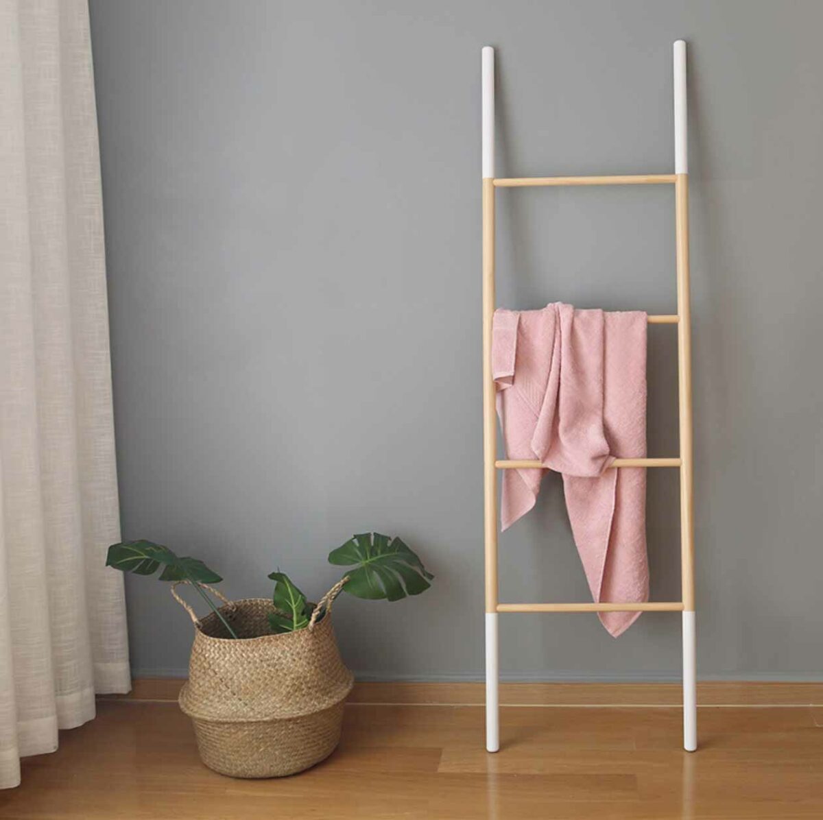 Scandinavian Ladder Towel Hanger Pine Wood Bathroom Living Room Hanging Ladder Wood Style Degree Sg Singapore