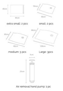 Vacuum Storage Bags (10pc Set with Hand Pump) Closet Wardrobe Bedding Quilt Clothes Storage Style Degree Sg Singapore