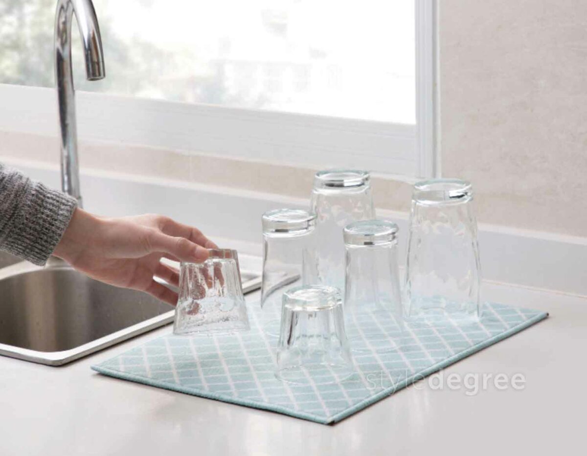 Lively Absorbent Kitchen Drying Mat Coral Fleece Mats Cloth Linen Style Degree Sg Singapore