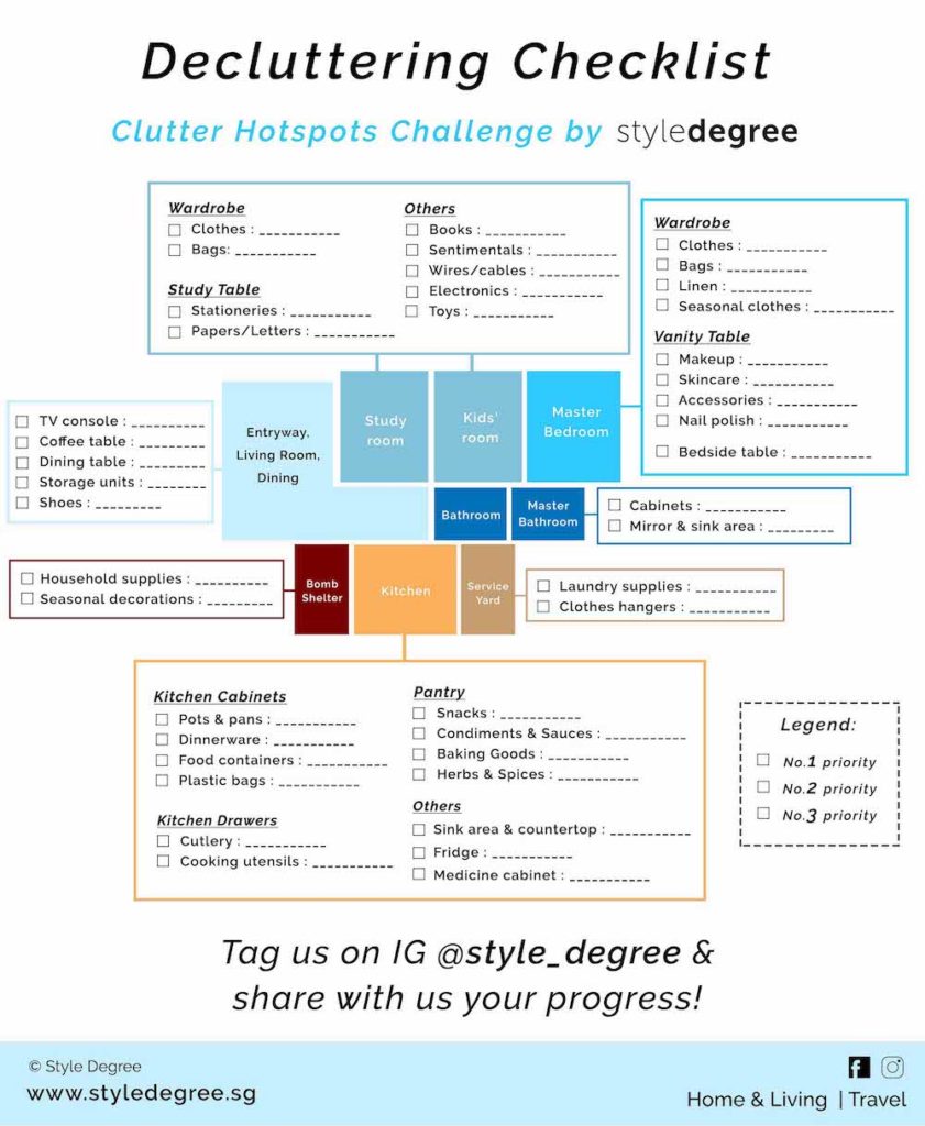 Home organisation singapore, Home organisers singapore, decluttering checklist, free declutter checklist, home organization, closet organizers, wardrobe organizers, organisers, organising tips, sg