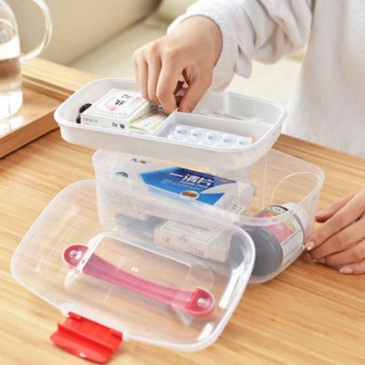 Mini 2-Tier First Aid Medicine Box Pill Medication Storage Container Style Degree Sg Singapore