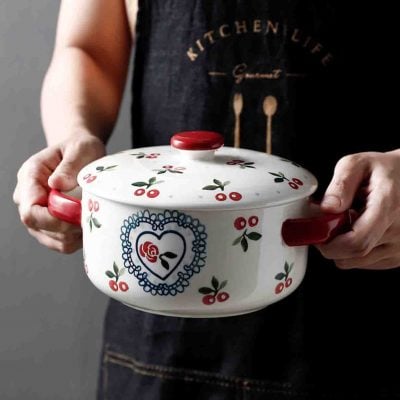 Vintage Cherry Dining Bowl (With Lid) Dinnerware Soup Stew Style Degree Sg Singapore