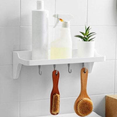 Minimalist Bathroom Wall Holder (With Hanging Hooks) Toilet Storage Style Degree Sg Singapore