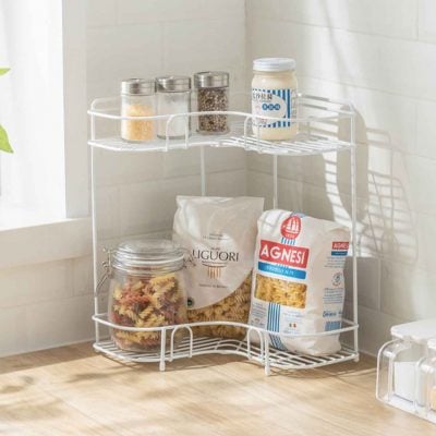 Rustic 2-Tier Corner Organizer Rack Bathroom Kitchen Countertop Table Organiser Style Degree Sg Singapore