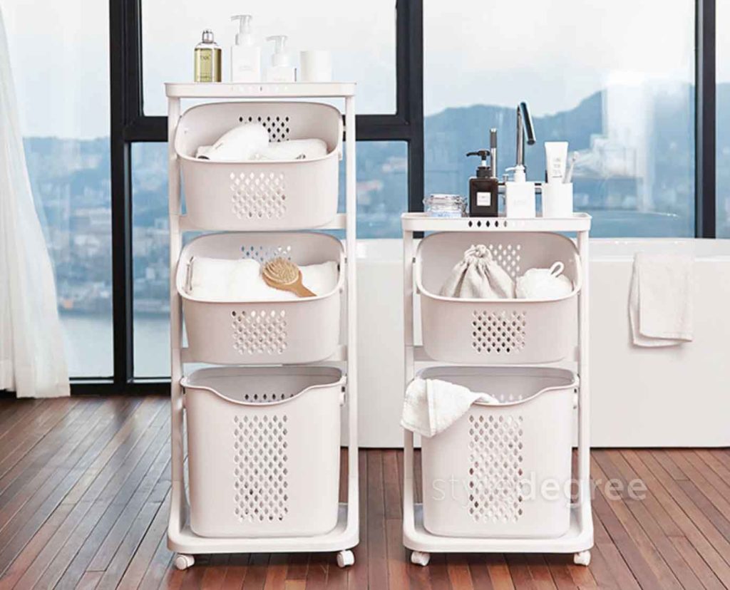 MultiTier Laundry Basket With Wheels Trolley & Clothes Style Degree