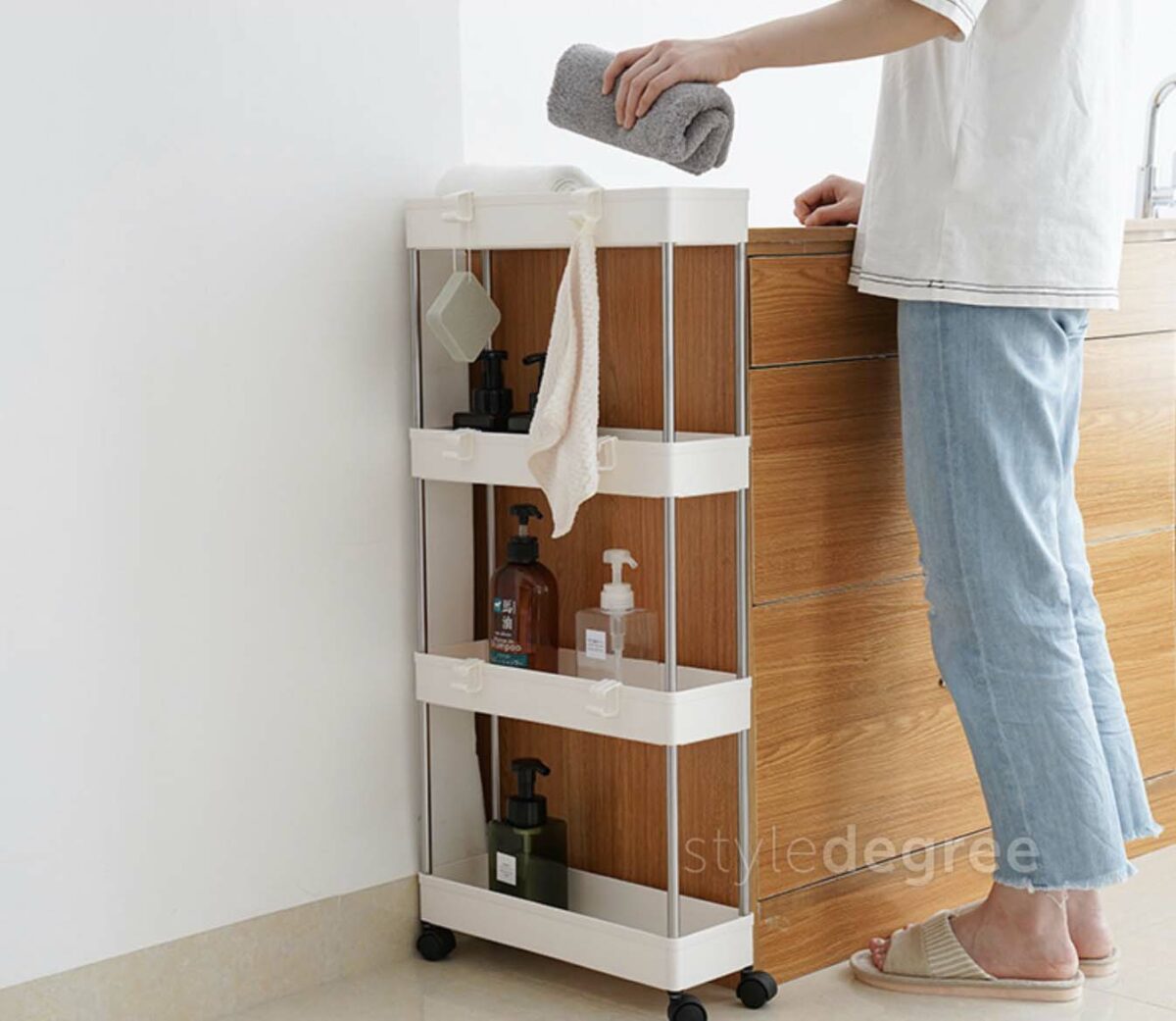 Luxe Storage Trolley Kitchen Bathroom Rack Roller Wheels Style Degree Sg Singpore