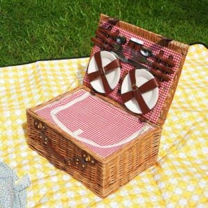 Retro Rattan Picnic Basket Set With Cooler Compartment Bag Picnic Mat Style Degree Sg Singapore
