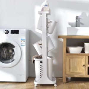 Multi-Tier Laundry Basket (With Wheels) Clothes Storage Trolley Service Yard Organizer Organiser Style Degree Sg Singapore