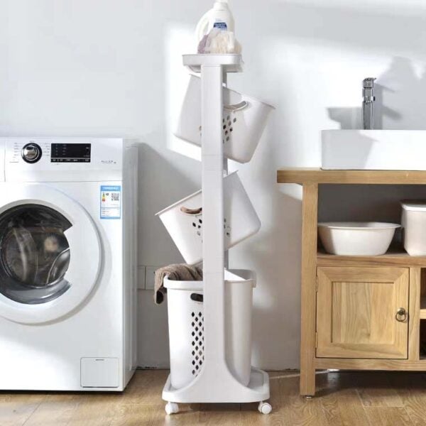 Multi-Tier Laundry Basket (With Wheels) Clothes Storage Trolley Service Yard Organizer Organiser Style Degree Sg Singapore