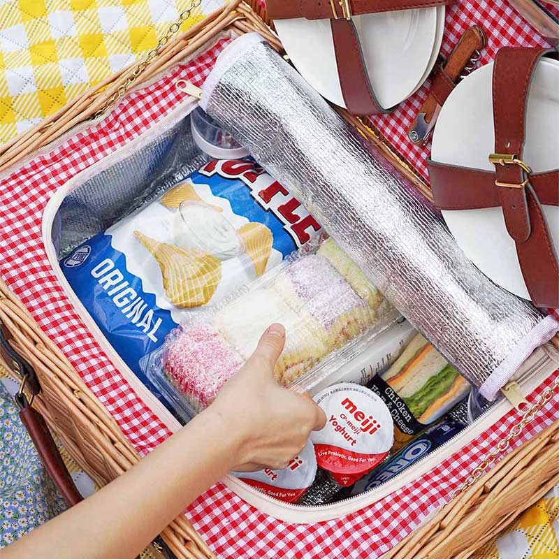 Retro Rattan Picnic Basket Set With Cooler Compartment Bag Picnic Mat Style Degree Sg Singapore