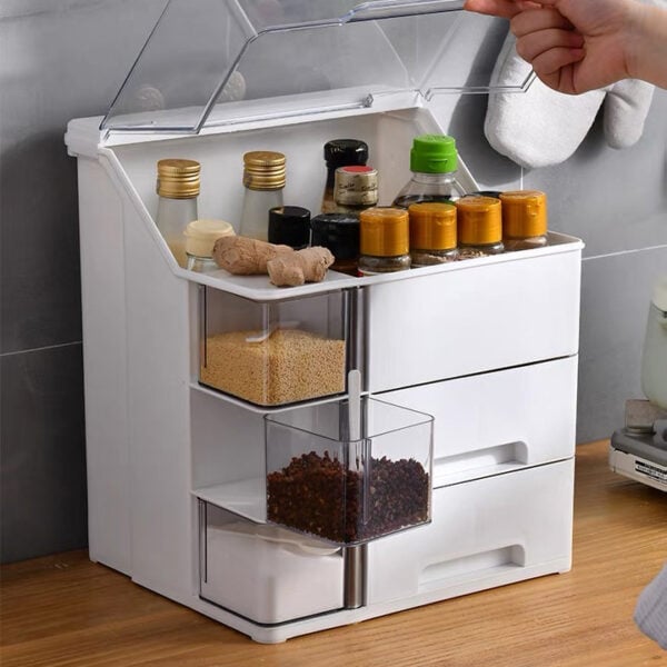 Capsule Dustproof Condiments Kitchen Organizer. Condiment organizer, kitchen condiments rack, singapore, sg, style degree