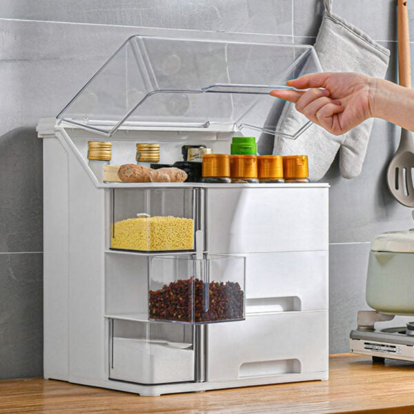 Capsule Dustproof Condiments Kitchen Organizer. Condiment organizer, kitchen condiments rack, singapore, sg, style degree