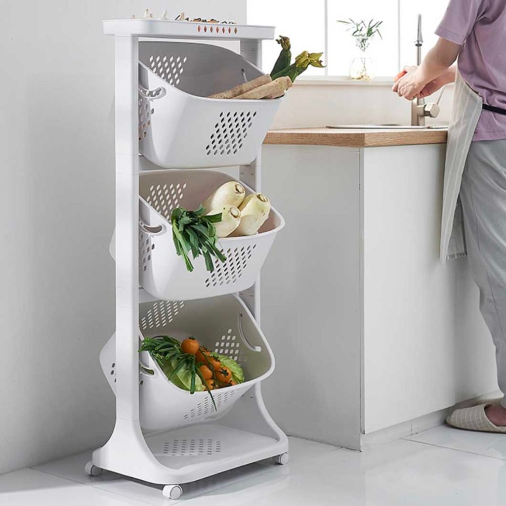 Multi-tier Kitchen Basket (With Wheels) Storage Trolley Pantry Kitchen Style Degree Sg Singapore