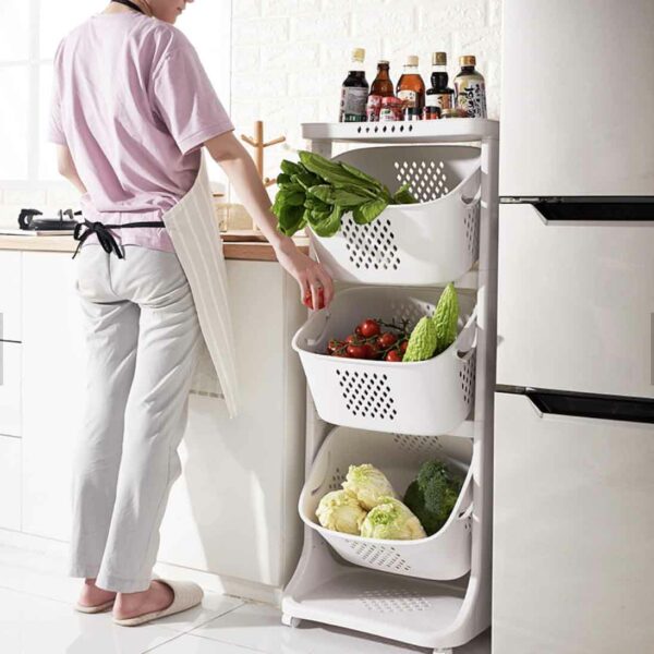 Multi-tier Kitchen Basket (With Wheels) Storage Trolley Pantry Kitchen Style Degree Sg Singapore
