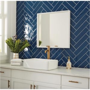Blue Herringbone Tiling, Bathroom, Style Degree, Singapore, SG, StyleMag
