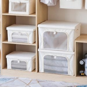 Canvas 2-Way Opening Foldable Storage Box Quilt Clothes Closet Wardrobe Organizer Style Degree Sg Singapore
