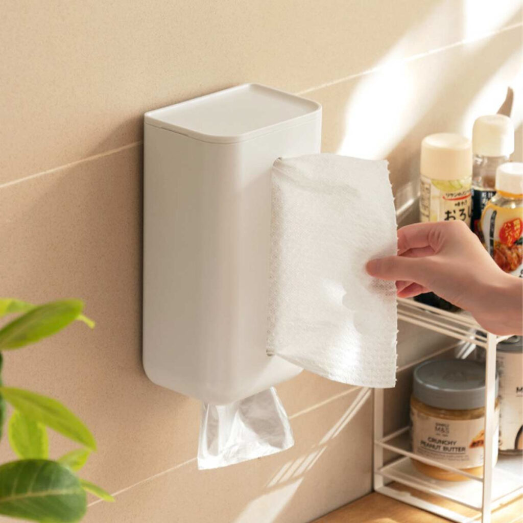 Easy Tissue & Plastic Bag Hanging Dispenser Kitchen Pantry Wall Holder Trash Bag Roll Storage Dispenser Style Degree Sg Singapore