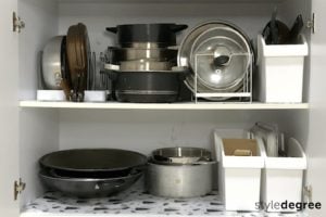 How To Organize Pots & Pans In Your Kitchen Cabinets - Style Degree