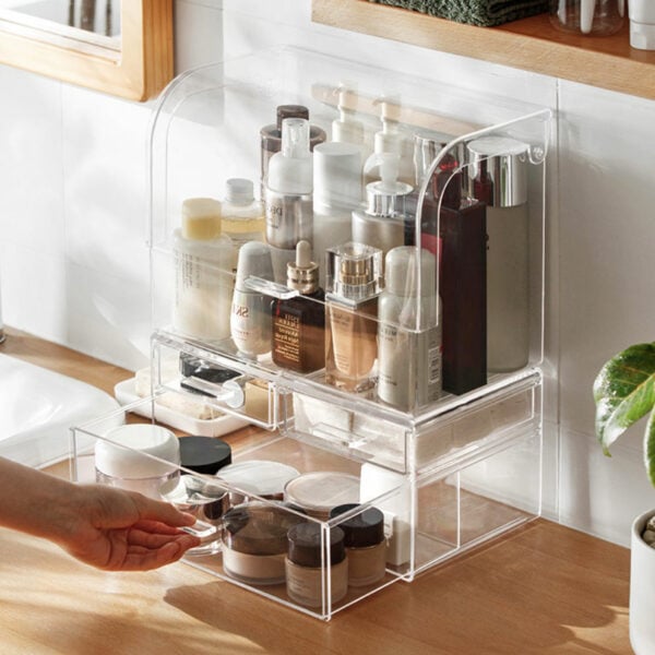 Clear Anti-Dust Makeup & Vanity Organizer, Cosmetic Organizer, Transparent Makeup Organizer, Clear Makeup Drawers For Vanity, Style Degree, Singapore, Sg