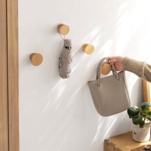 Woody Round Wall Knob, Wall Knob for Hanging Clothes, Bags, Accessories, Style Degree Sg Singapore