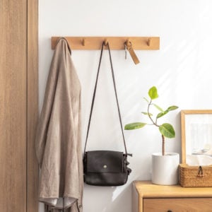 Woody Horizontal Wall Hanging Hook, Wall holder for Hanging Clothes, Bags, Accessories, Style Degree Sg Singapore