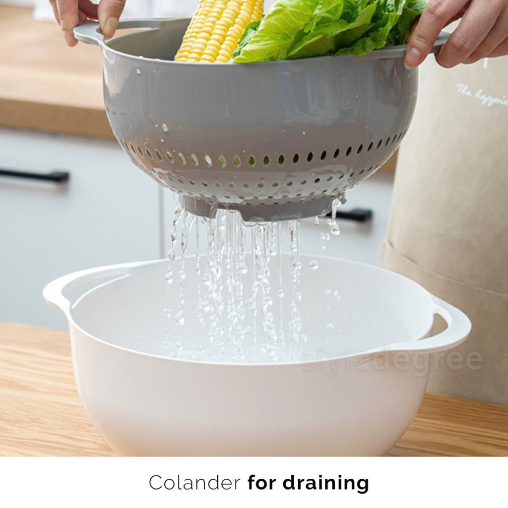 MultiPurpose Nesting Colander With Sieve & Juicer Style Degree