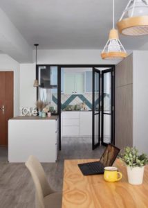 Semi-open kitchen with glass panels, open concept kitchen with glass panels, semi-open concept kitchen HDB, Style Degree, Singapore, SG, StyleMag.