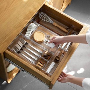 Clarity Customisable Drawer Organizer Clear Storage Box Utensils Holder Kitchen Style Degree Sg Singapore