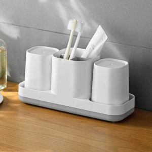 Essentials Toothbrush & Paste Holder With Mugs Bathroom Toilet Organizer Style Degree Sg Singapore