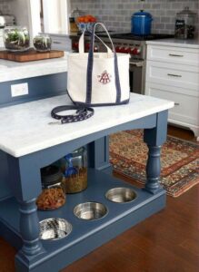 Kitchen island with dog feeding station, pet-friendly interior design, pet feeding station ideas, Style Degree, Singapore, SG, StyleMag.