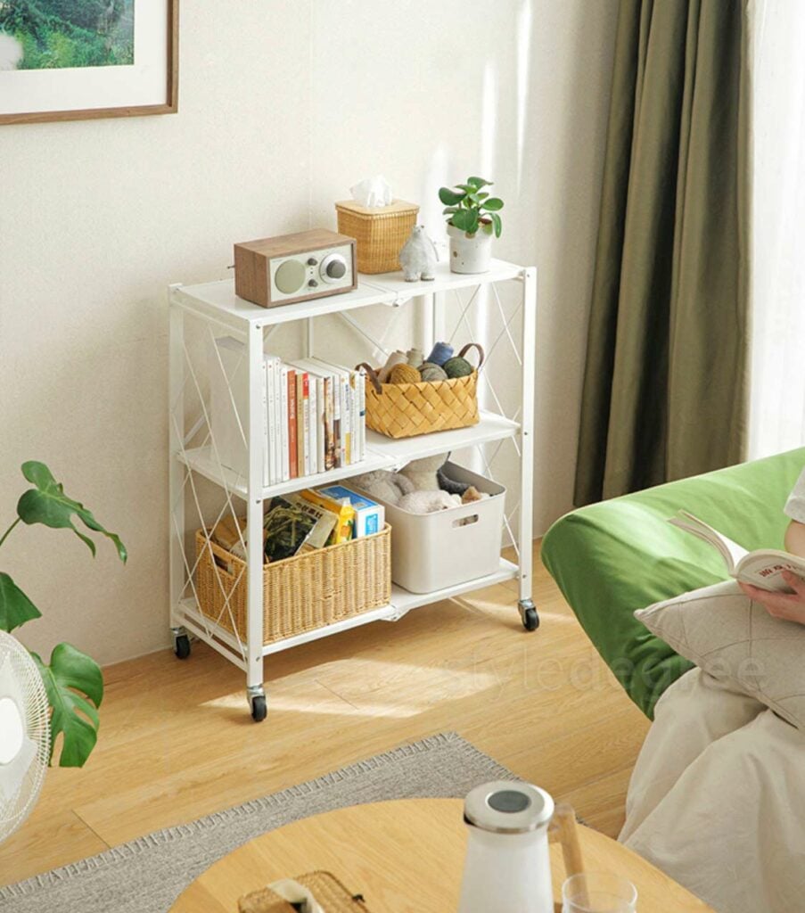 Luxe Rollable Foldable Storage Rack Shelving Shelf Kitchen Storeroom Bathroom Trolley Style Degree Sg Singapore