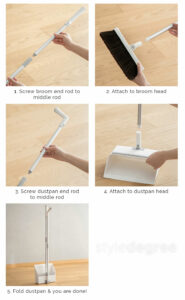 Magic Self-Cleaning Broom & Dustpan Set Sweeping Cleaning Tools Accessories Style Degree Sg Singapore